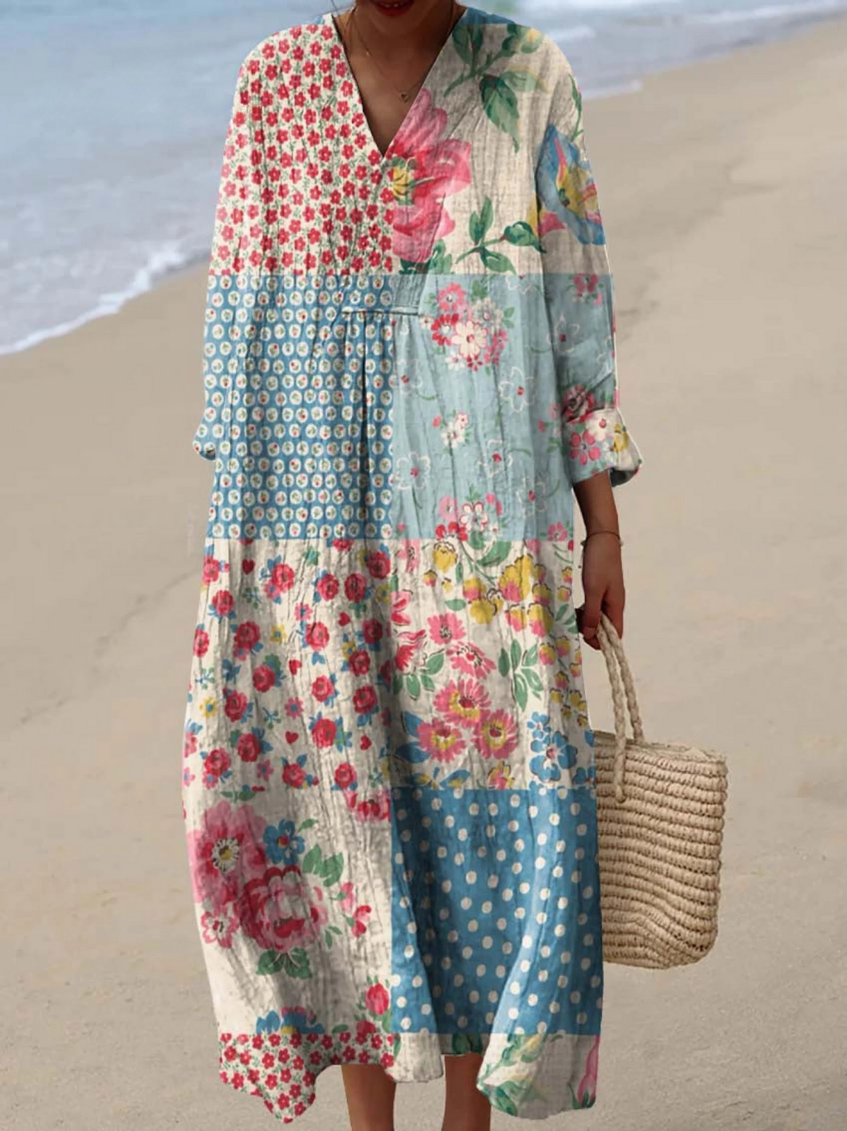 Eleanor | Robe longue bohème avec patchwork floral