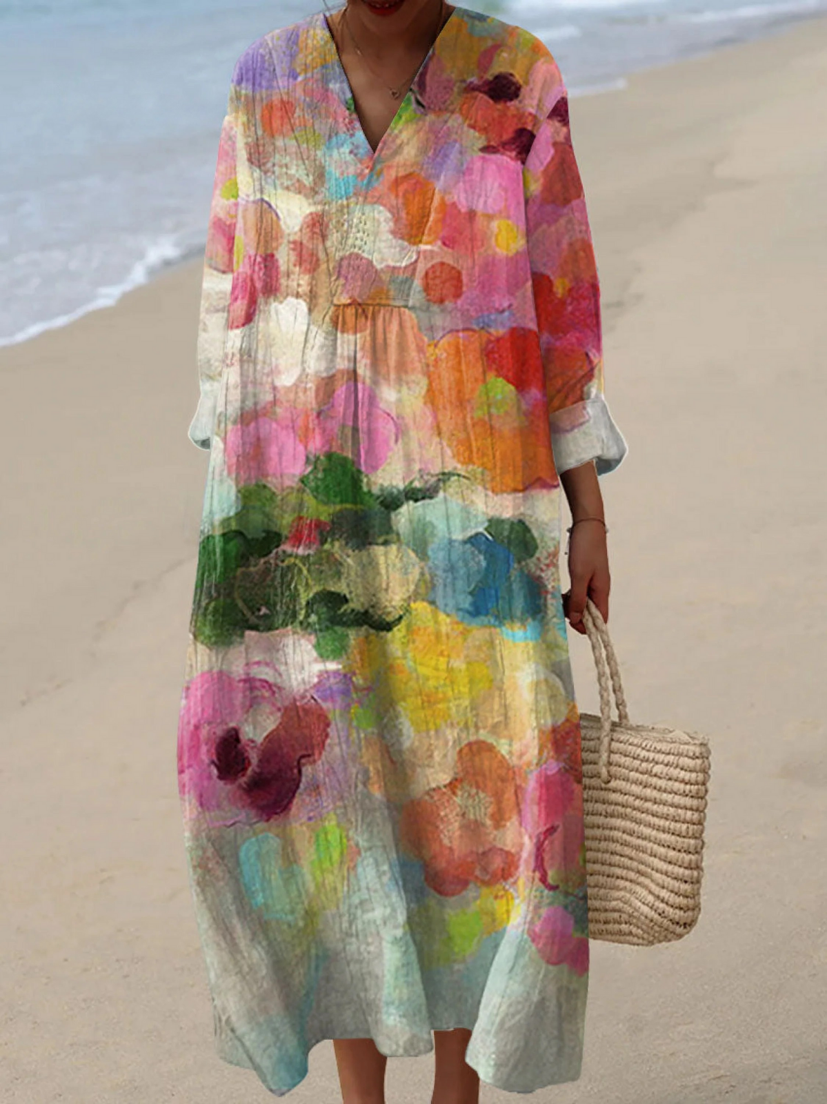 Maya | Robe longue imprimé aquarelle