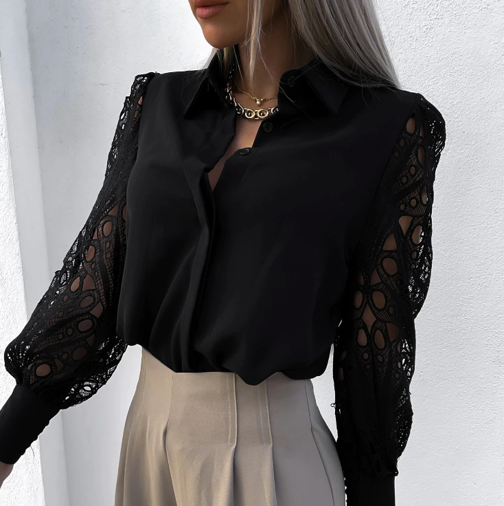 Chemisier femme élégant à col et coupe fluide