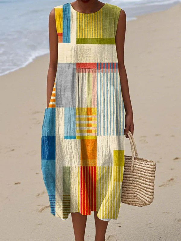 Imani | Robe midi trapèze sans manches