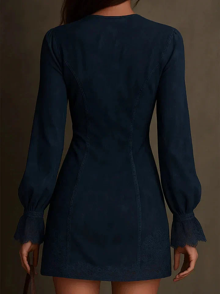 Brisa - Robe courte en suédine à dentelle