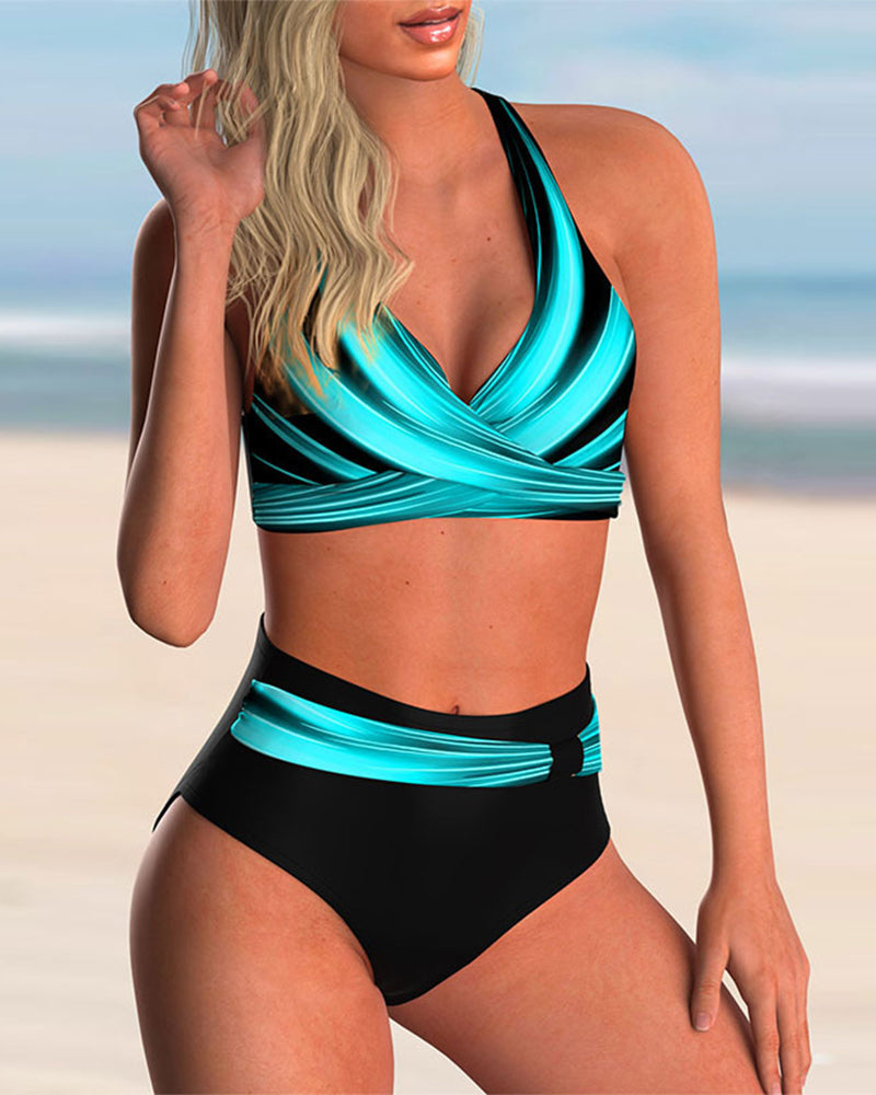 Ocean Muse | Ensemble bikini col halter imprimé