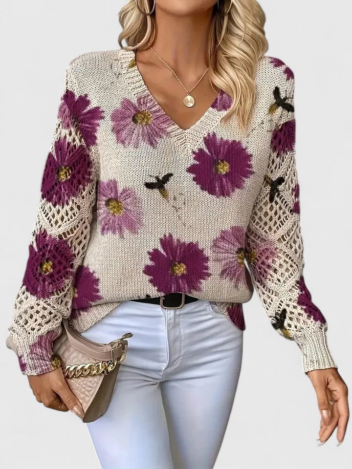 Maillot chic à imprimé floral et manches bouffantes