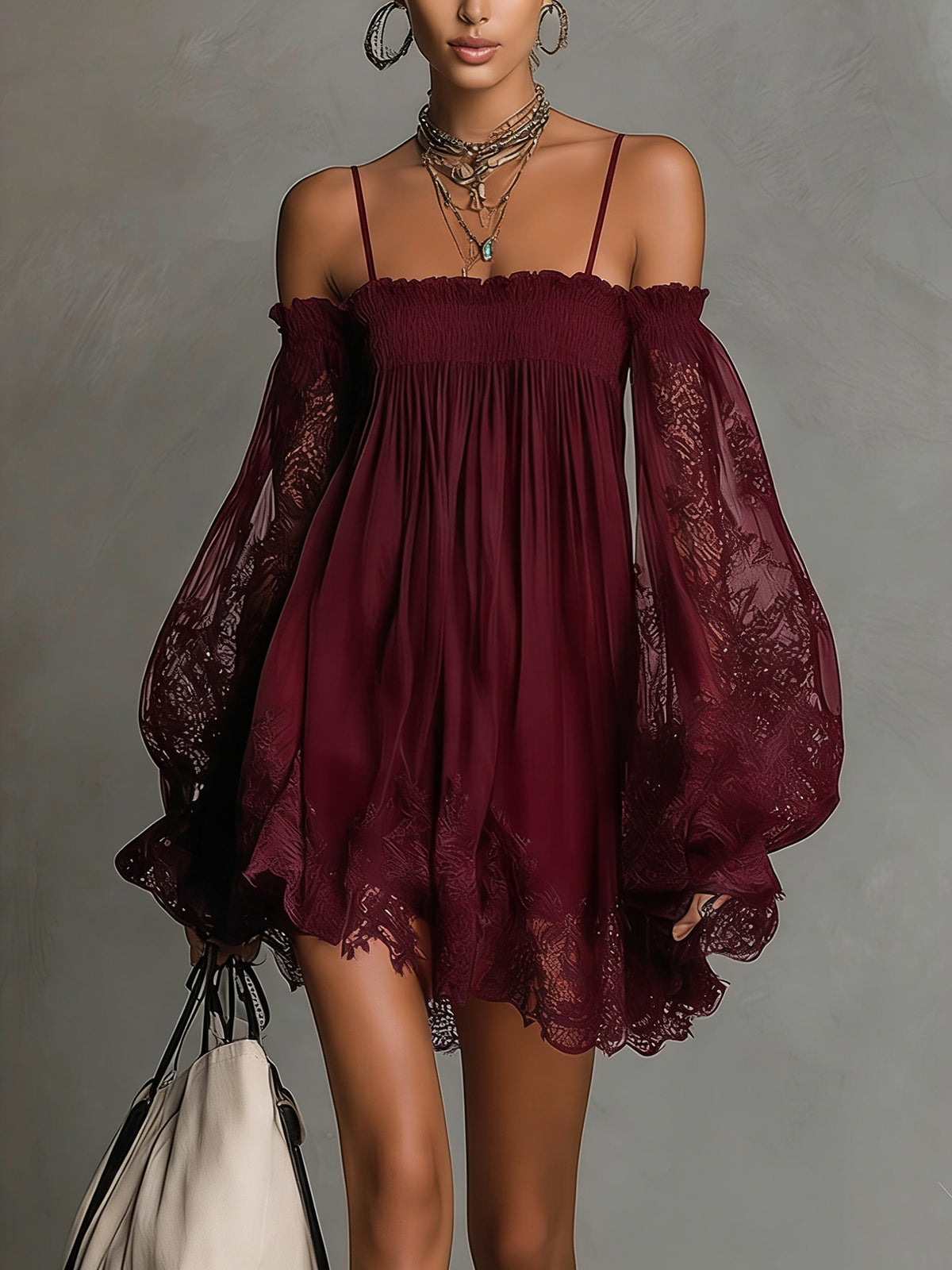Noelia | Robe courte en mousseline bleu marine