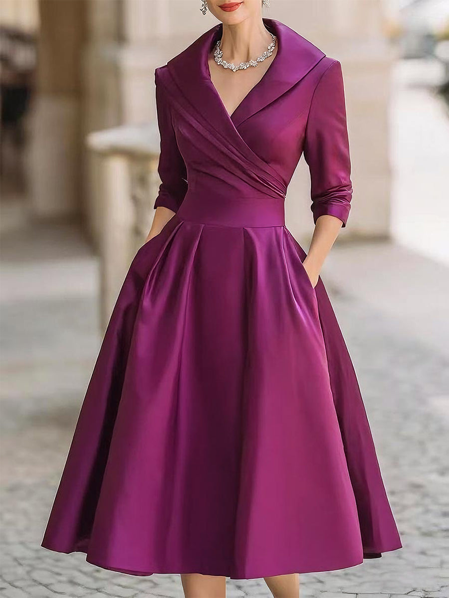 Lina - Robe midi satinée pour Femme