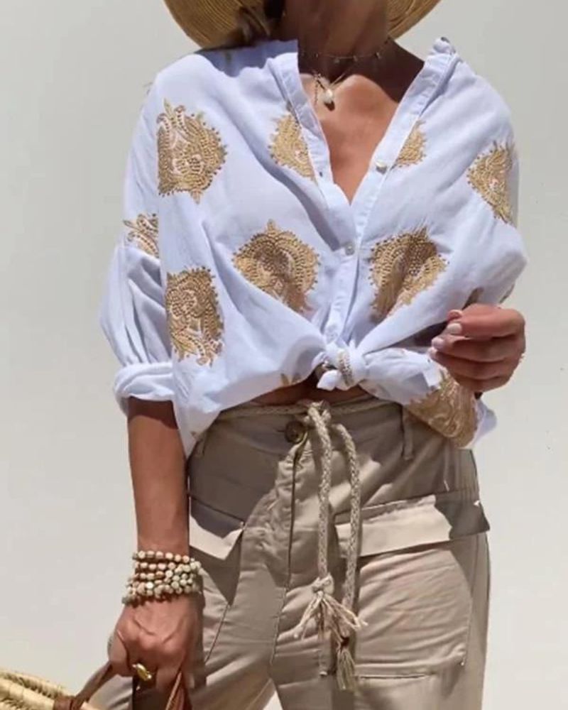 Blouse Brodé Coupe Ample – Style Frais et Léger