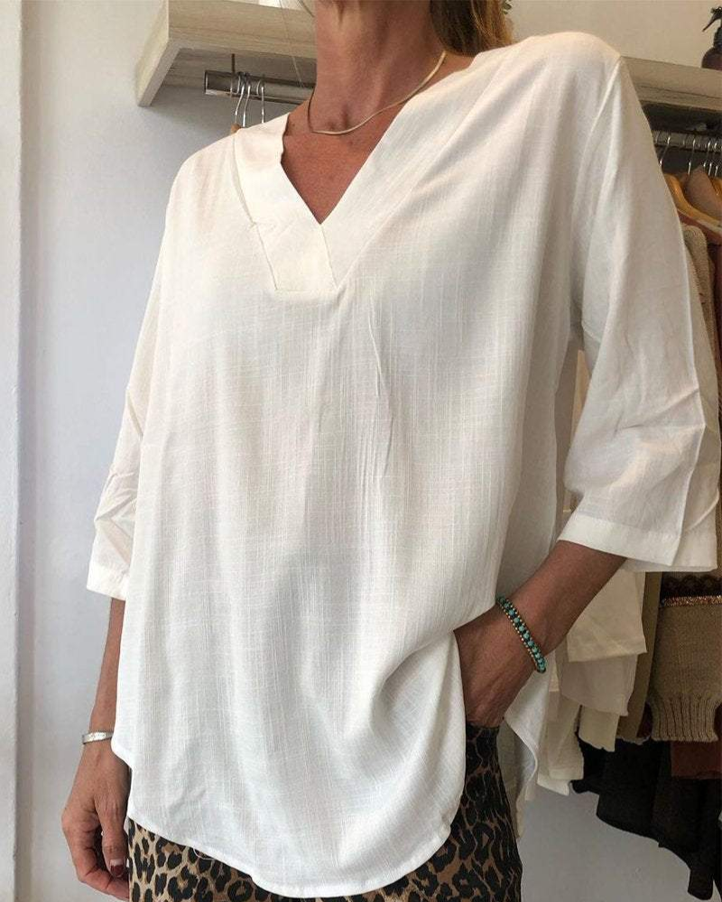 Chemise ample pour femme avec col en V élégant
