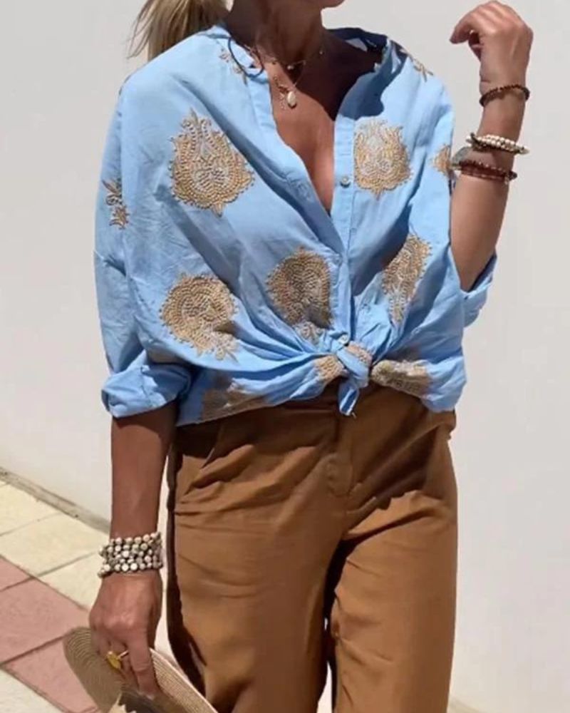 Blouse Brodé Coupe Ample – Style Frais et Léger