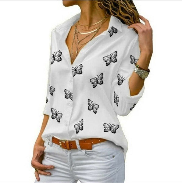 Blouse ample à imprimé papillons féminin