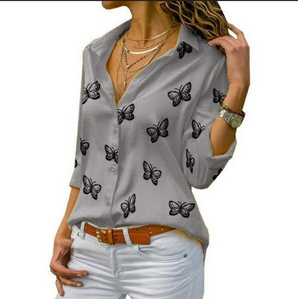 Blouse ample à imprimé papillons féminin