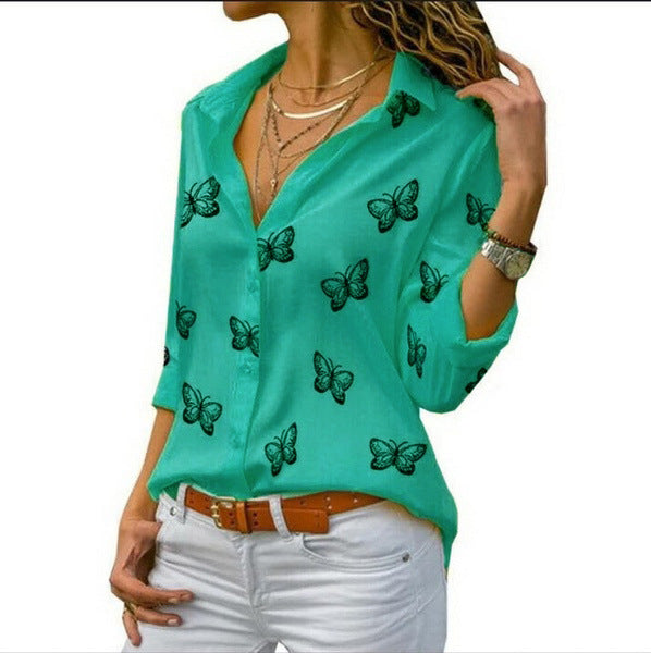 Blouse ample à imprimé papillons féminin