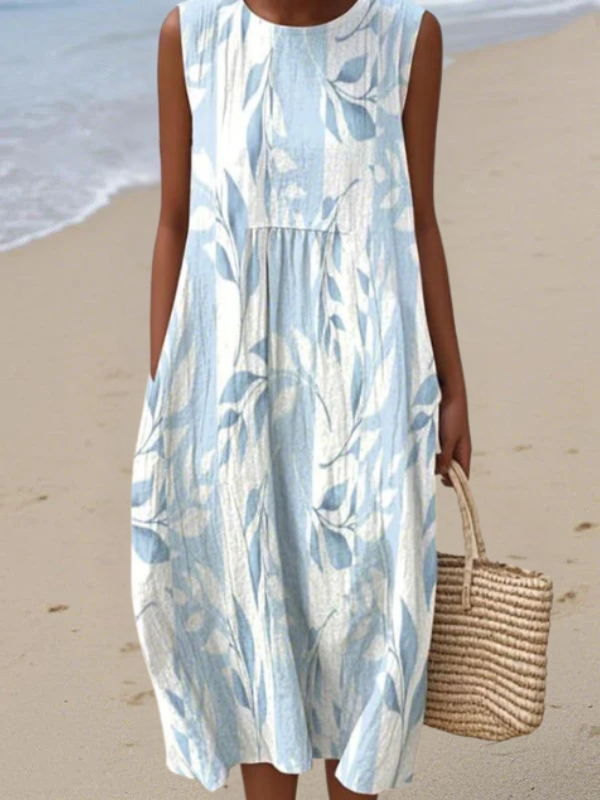 Naomi | Robe Midi sans Manches Coupe Trapèze