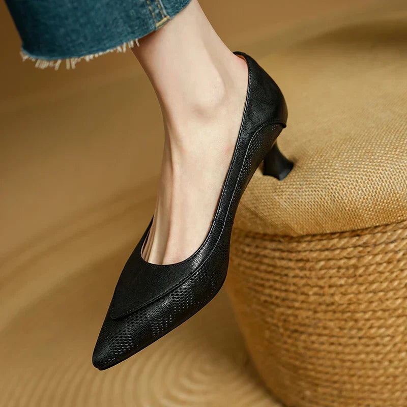 Chaussures à Talon Haut en Cuir Véritable Belle