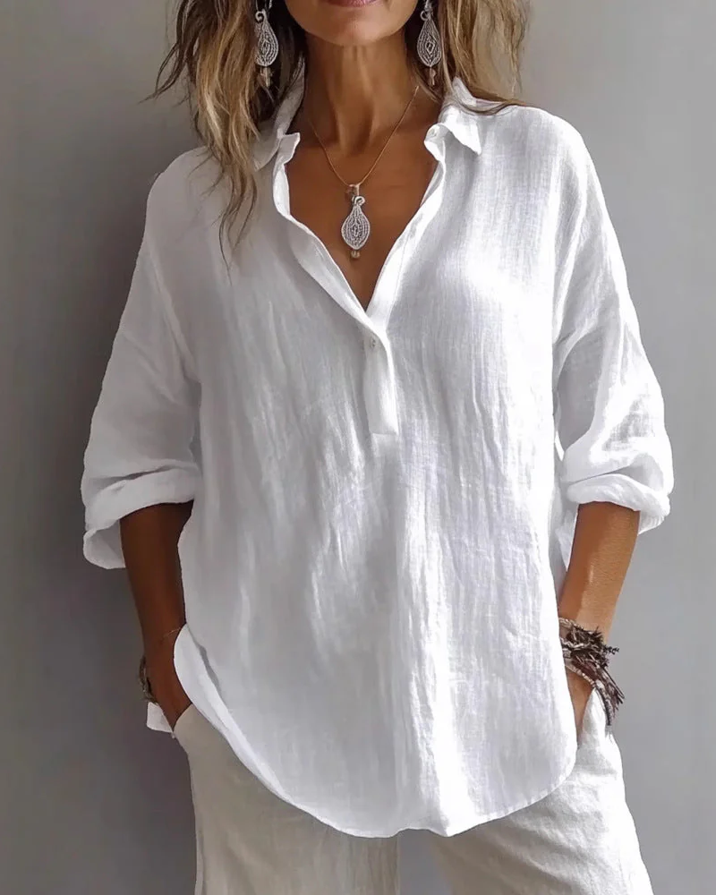 Blouse ample avec col en V et manches réglables