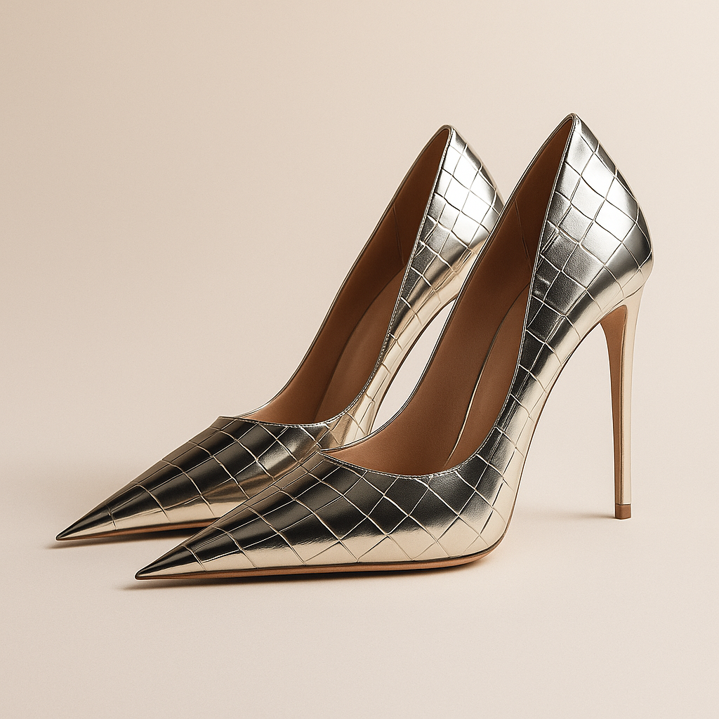 Noir Éclat™ – Talons Sculptés Crocodile