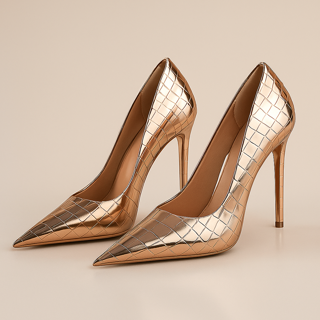 Noir Éclat™ – Talons Sculptés Crocodile