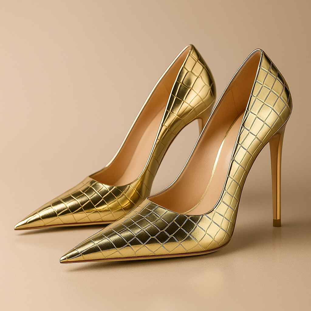 Noir Éclat™ – Talons Sculptés Crocodile
