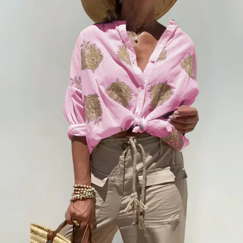 Blouse Brodé Coupe Ample – Style Frais et Léger
