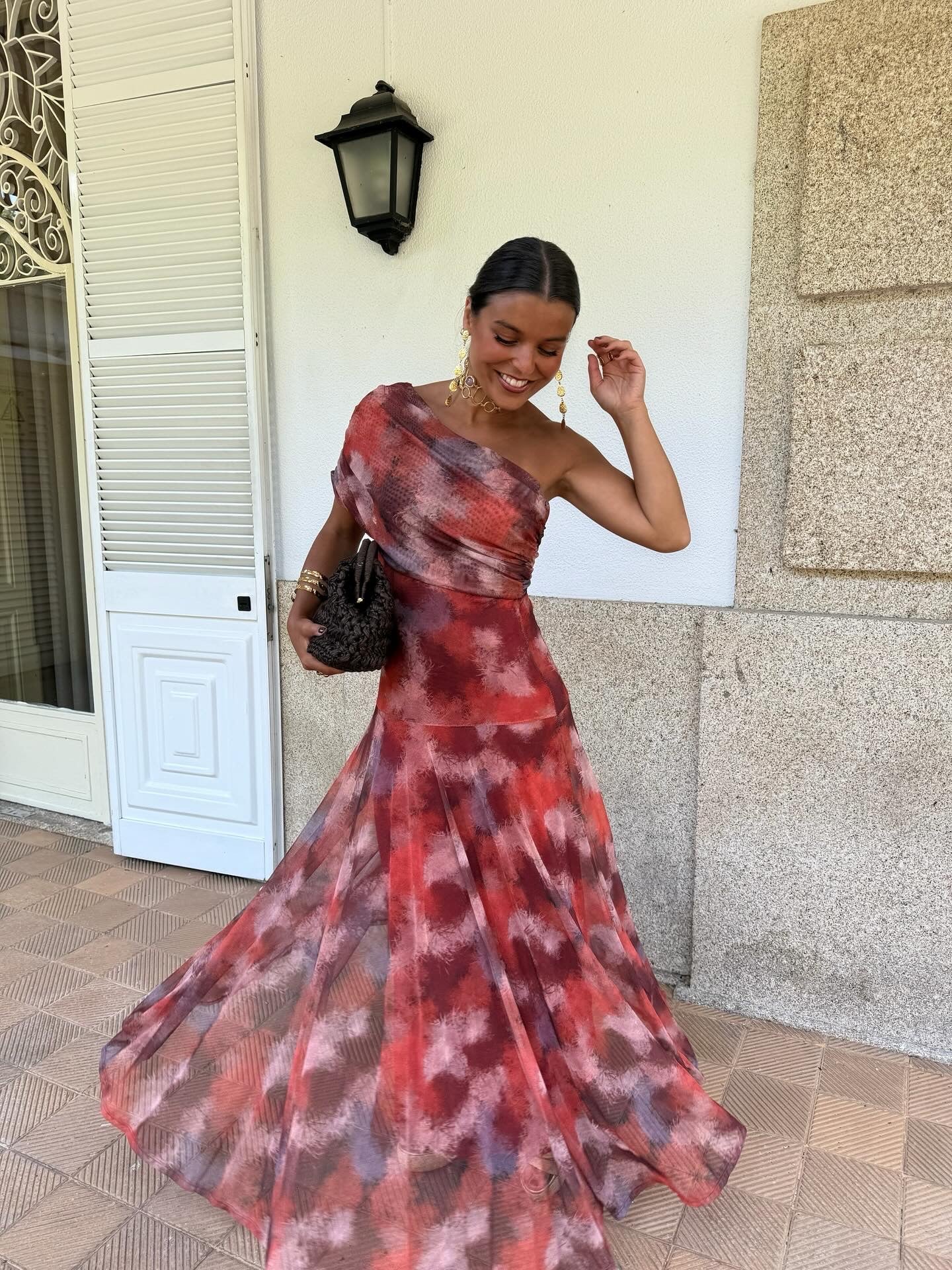 Séville | Robe longue imprimée rouge