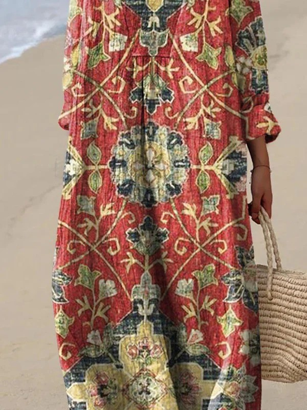 Maya | Robe longue à imprimé botanique perse