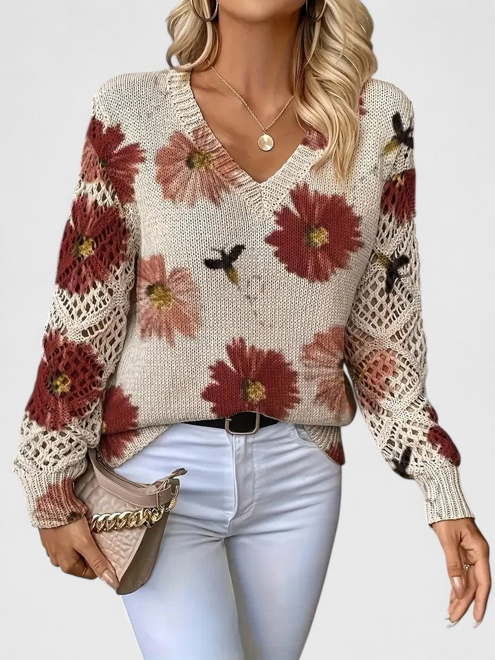Maillot chic à imprimé floral et manches bouffantes