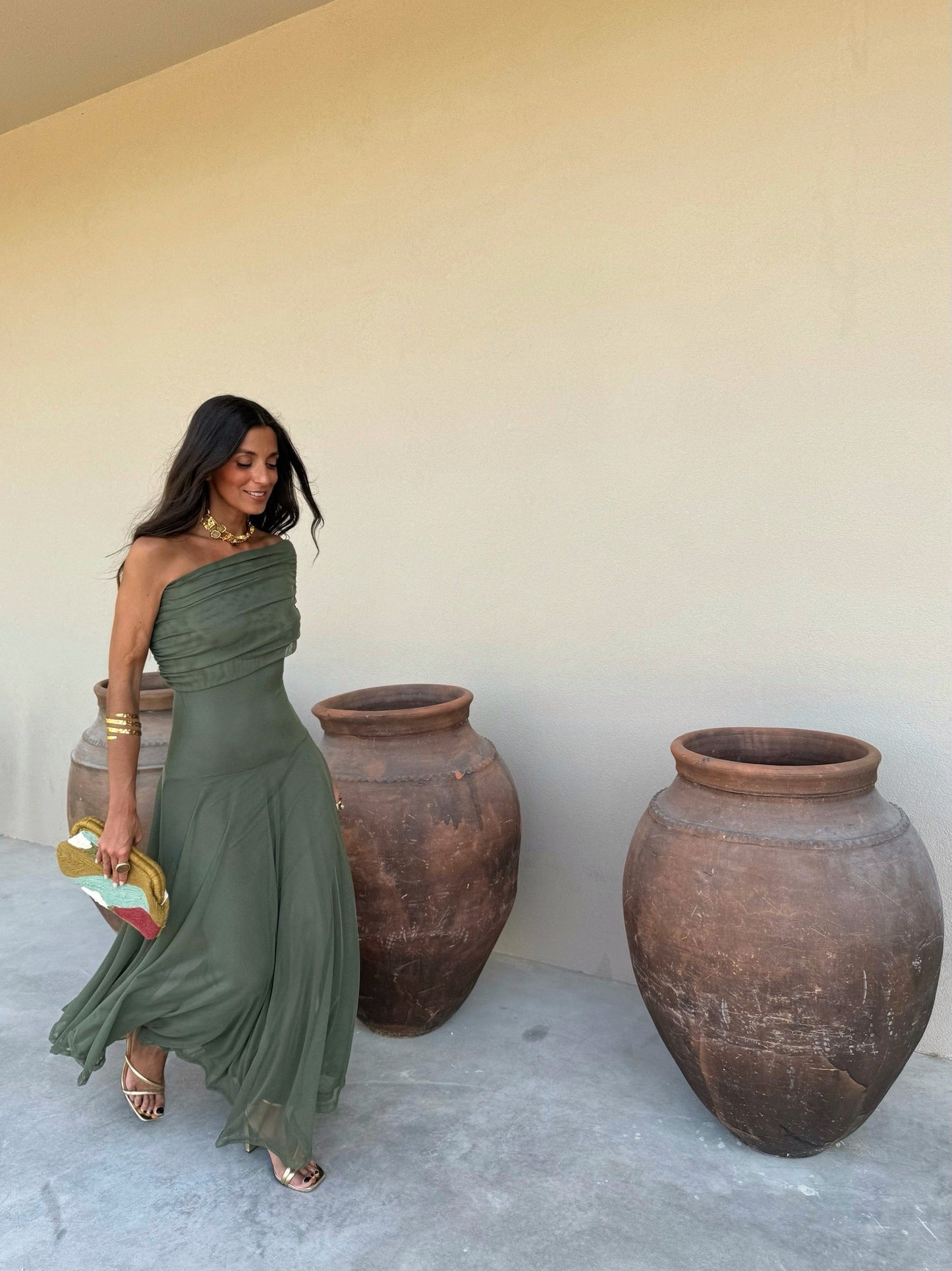 Séville | Robe longue vert olive