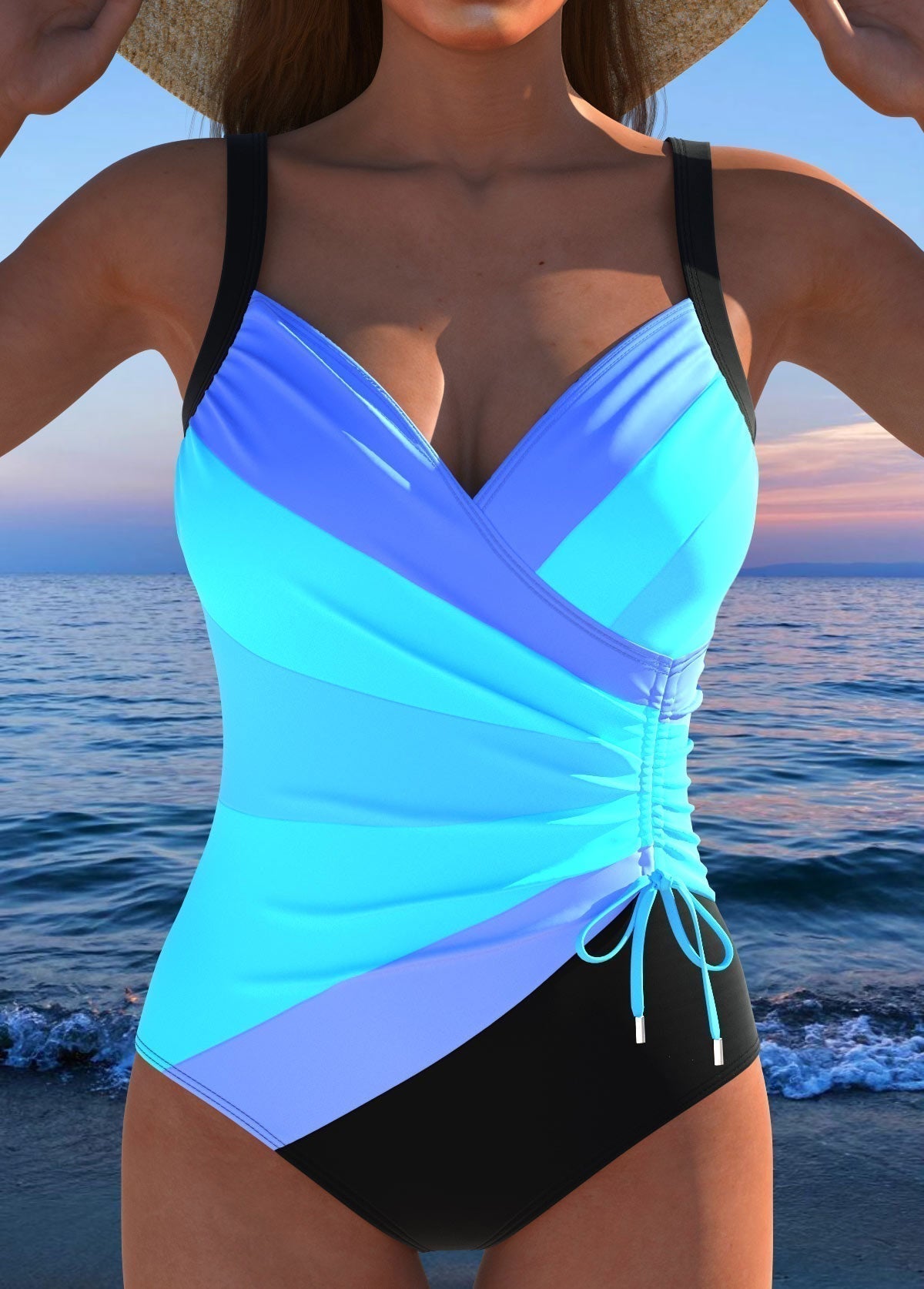 Aqua Queen | Maillot de bain de luxe croisé et imprimé multicolore