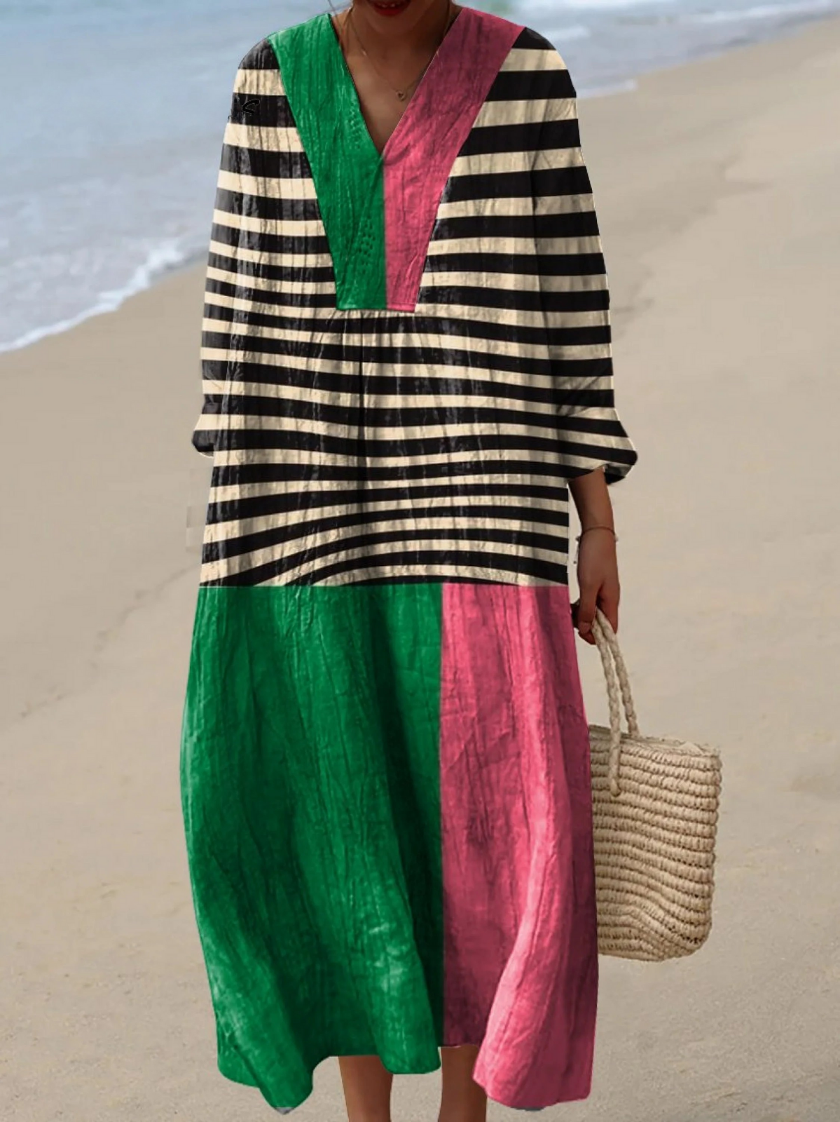 Aisha | Robe longue avec jupe color-block