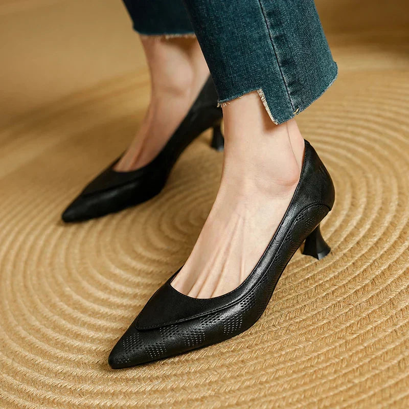 Chaussures à Talon Haut en Cuir Véritable Belle