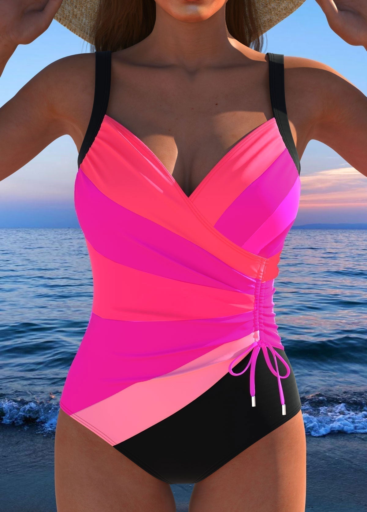 Aqua Queen | Maillot de bain de luxe croisé et imprimé multicolore