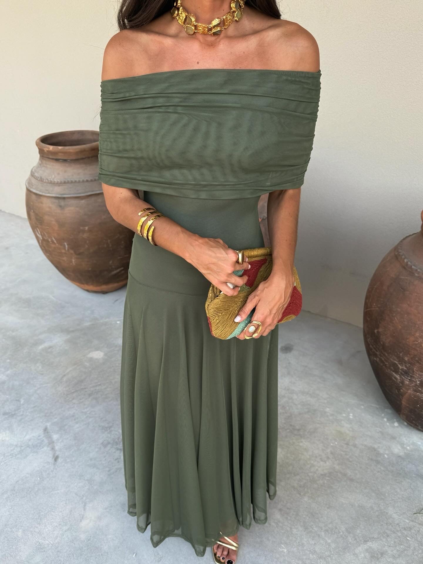 Séville | Robe longue vert olive