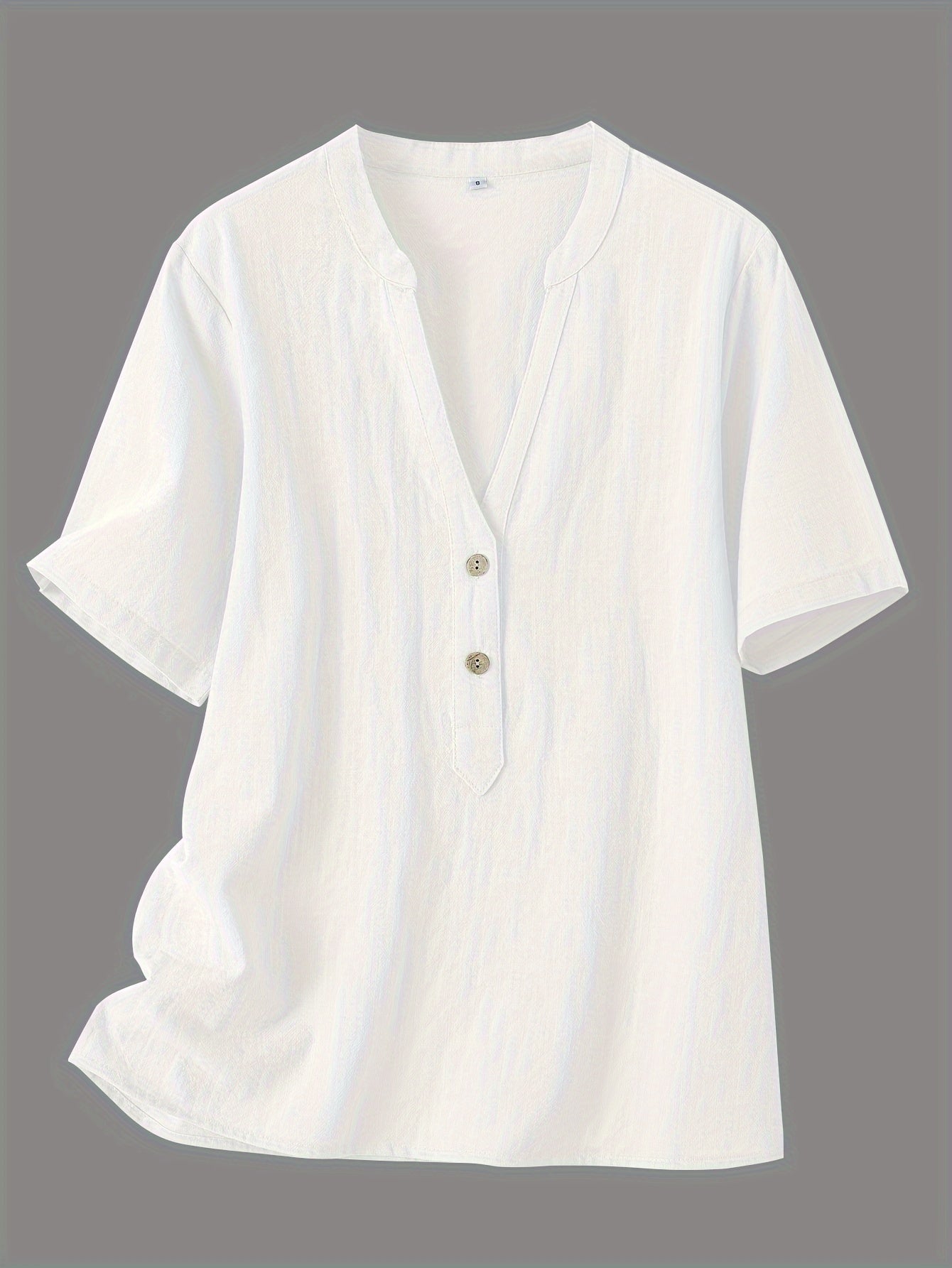 Blouse élégante à col en V et boutons en bois
