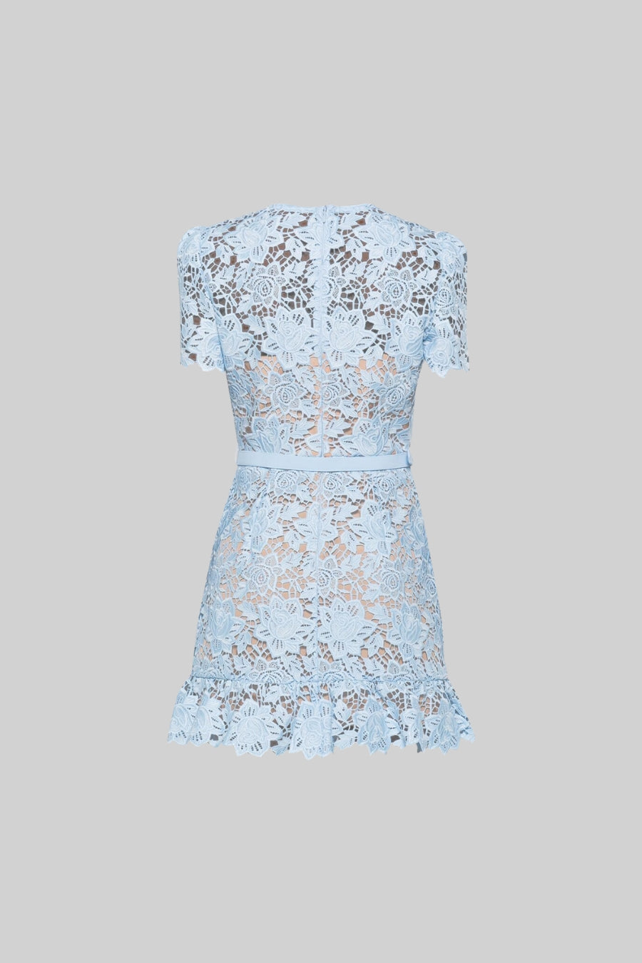 Yasmina | Robe Courte Florale Brodé Bleu à Manches Courtes