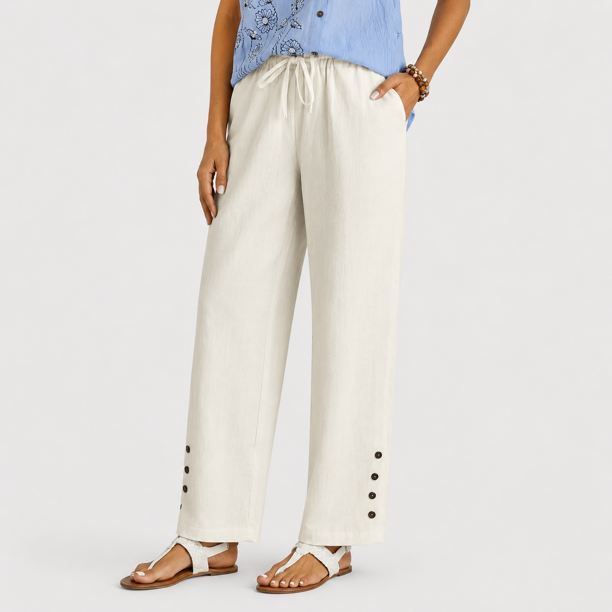 Shania - Pantalon relaxed à boutons