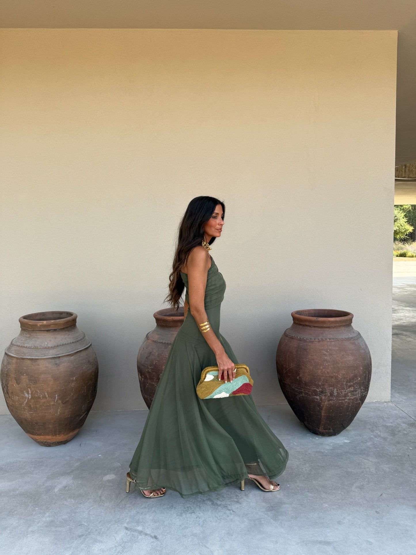 Séville | Robe longue vert olive