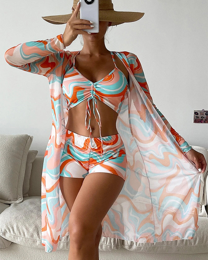 Coastal Chic | Ensemble bikini 3 pièces imprimé