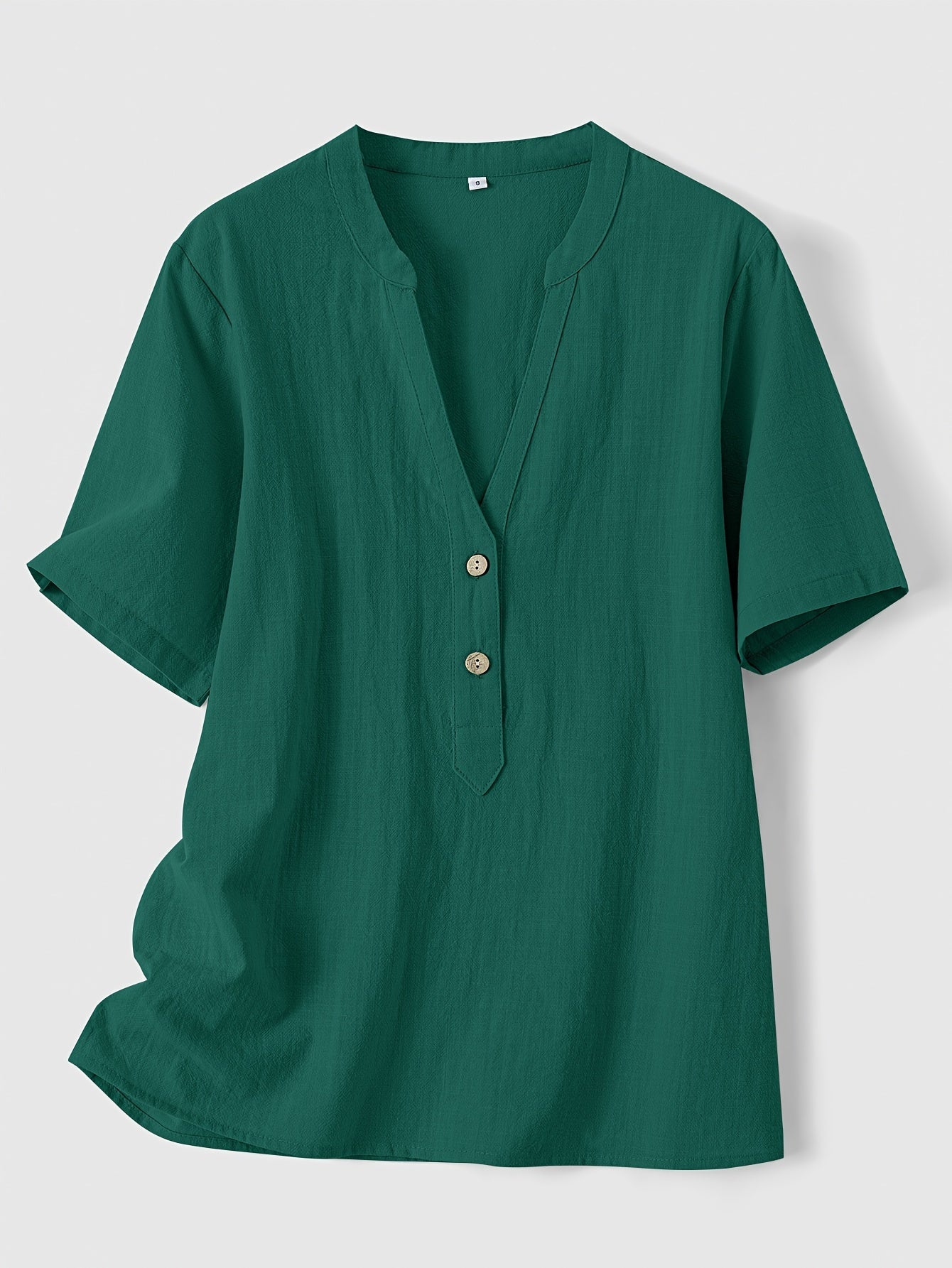 Blouse élégante à col en V et boutons en bois