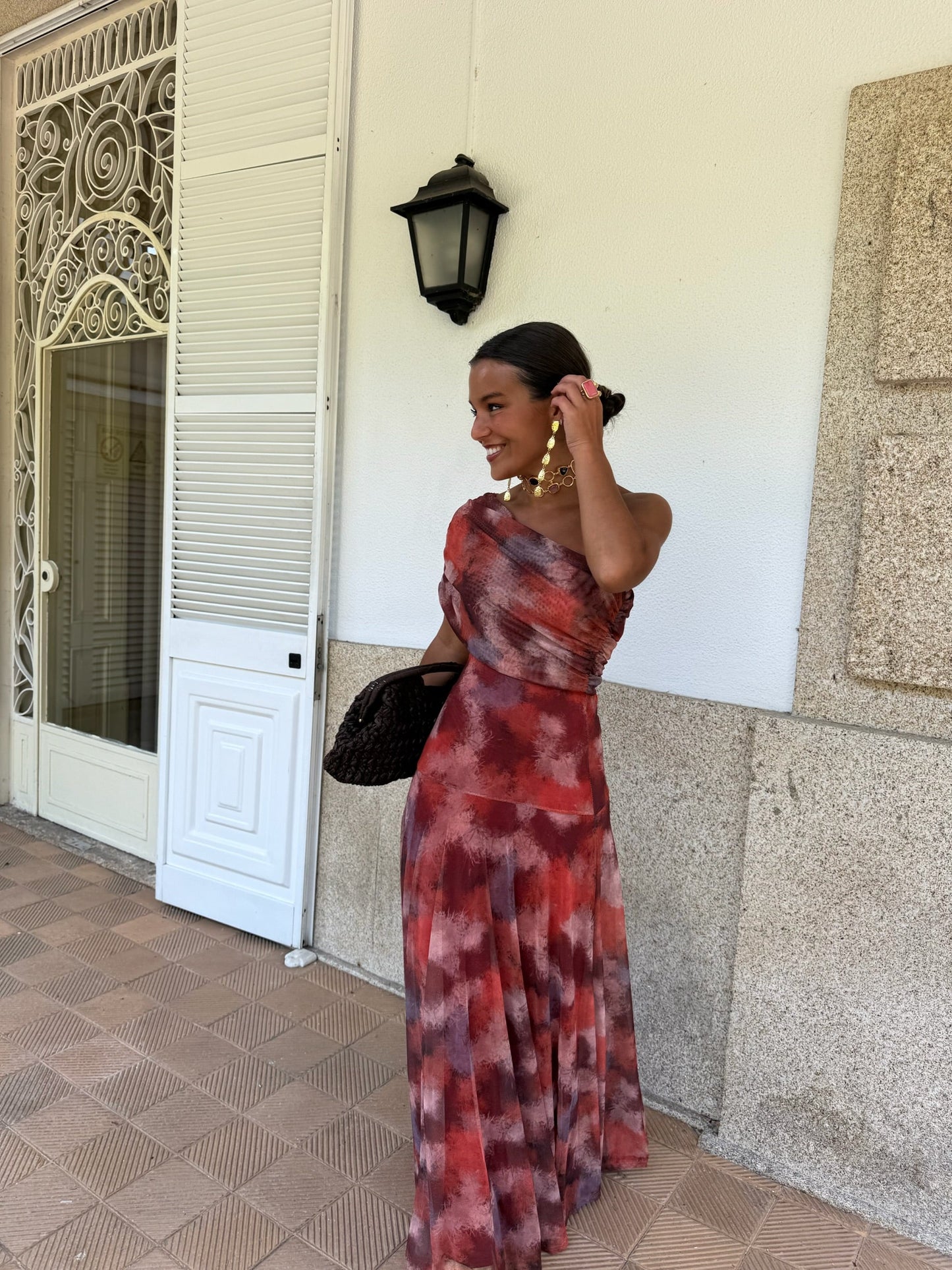Séville | Robe longue imprimée rouge