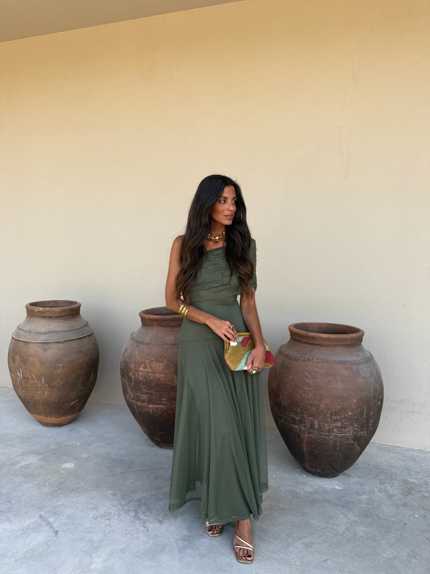 Séville | Robe longue vert olive