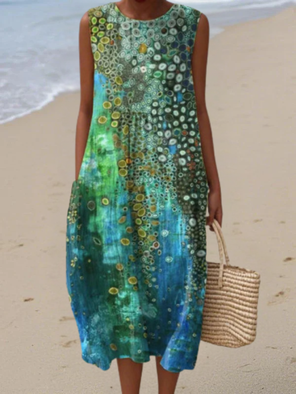 Jasmine | Robe longue sans manches coupe trapèze