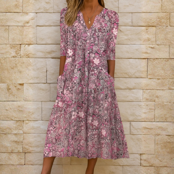 OLIVIA | ROBE ÉLÉGANTE À COL V POUR FEMME
