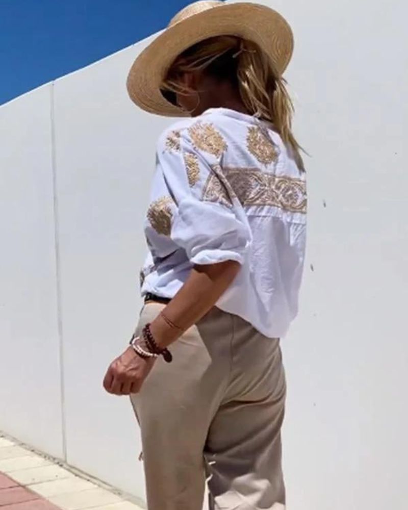 Blouse Brodé Coupe Ample – Style Frais et Léger