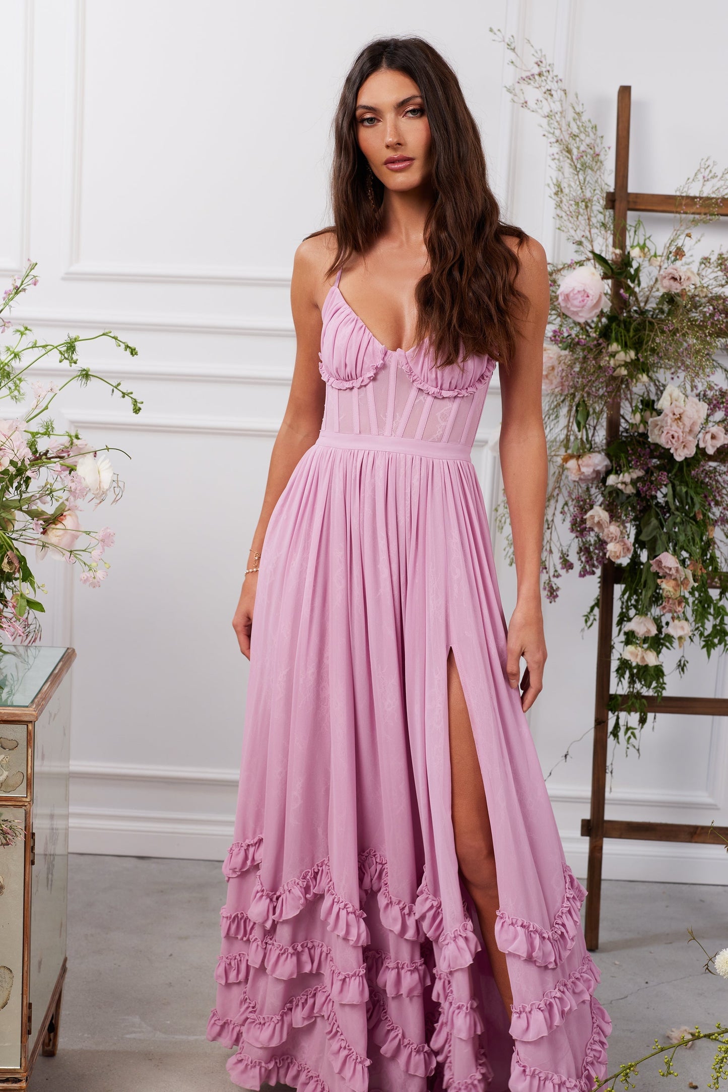 Nira | Robe longue rose mauve