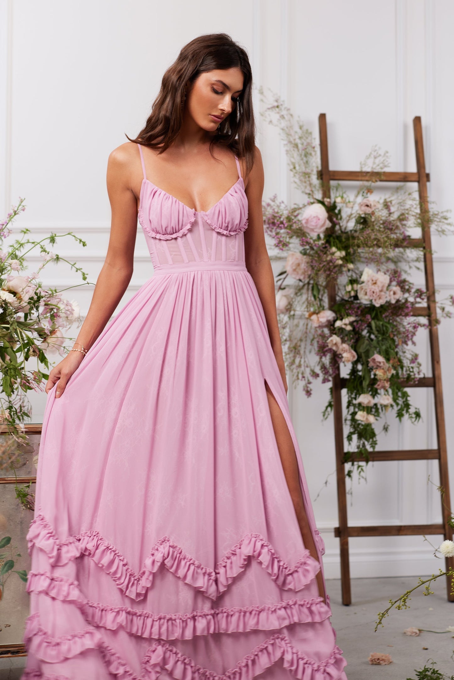 Nira | Robe longue rose mauve