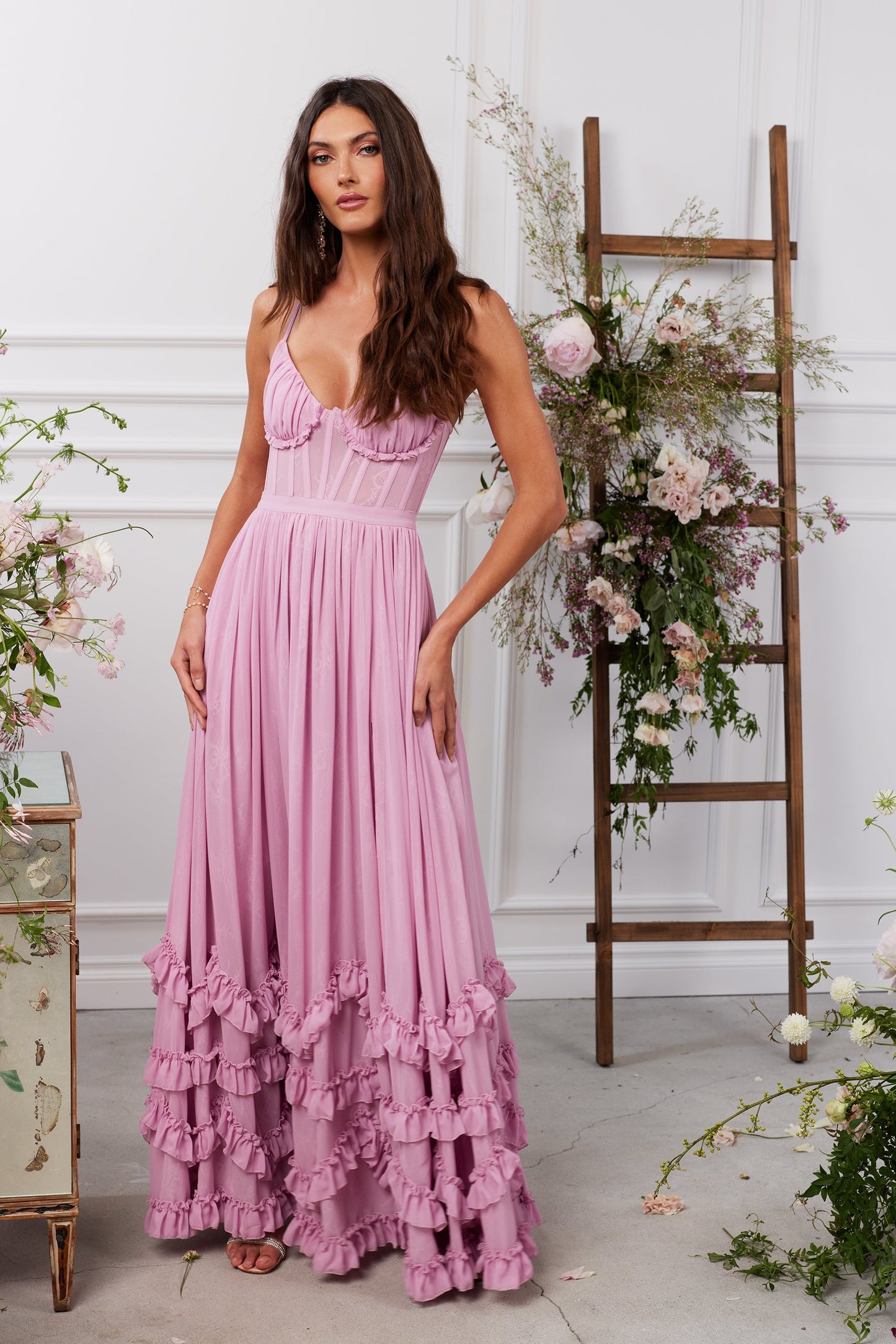 Nira | Robe longue rose mauve