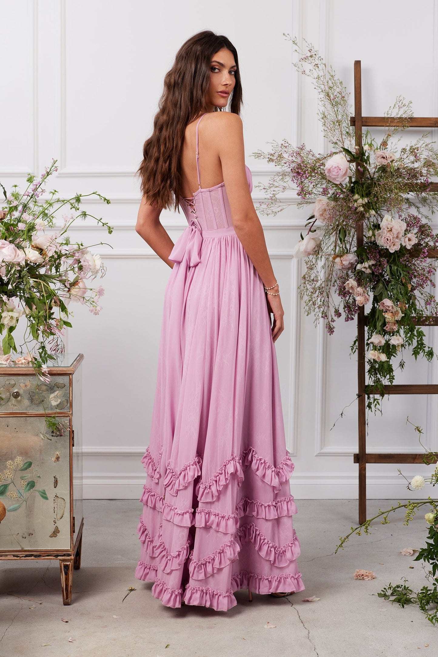 Nira | Robe longue rose mauve
