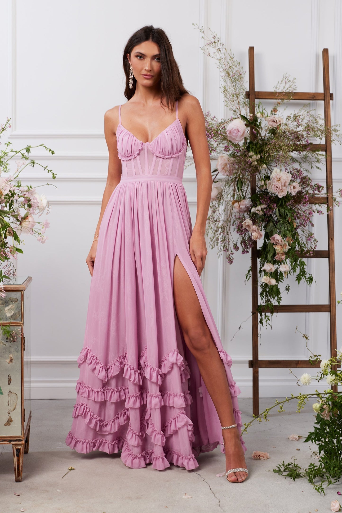 Nira | Robe longue rose mauve