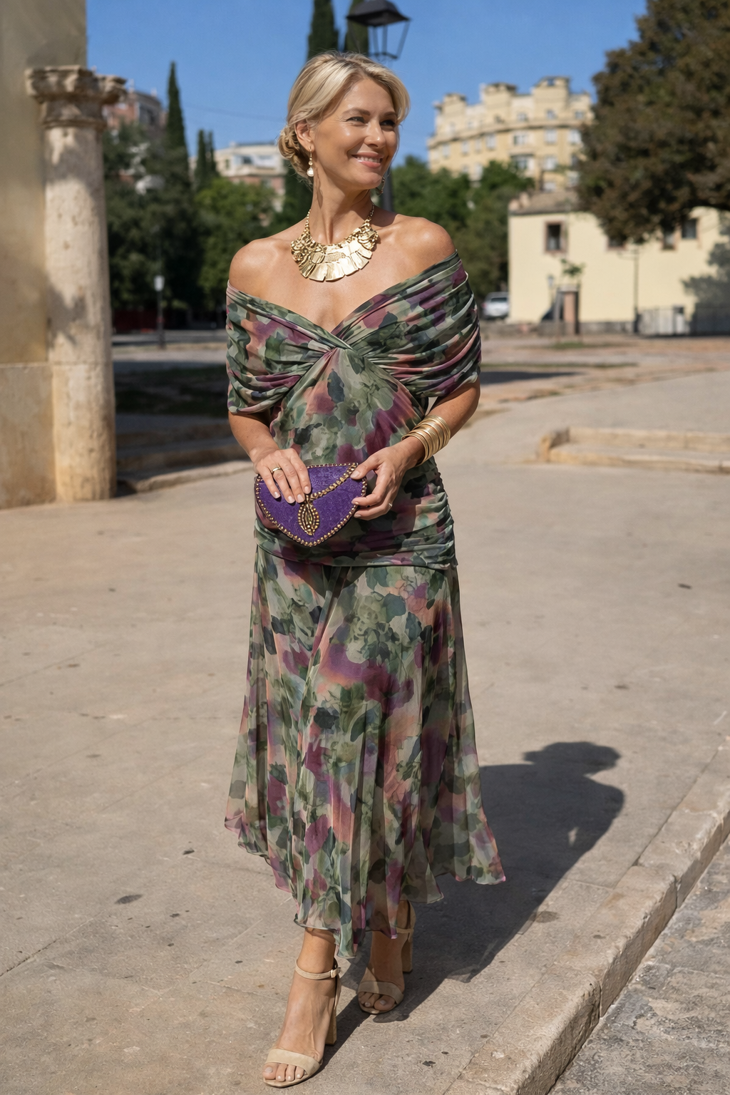 Robe longue élégante pour une fête avec un décolleté en cœur