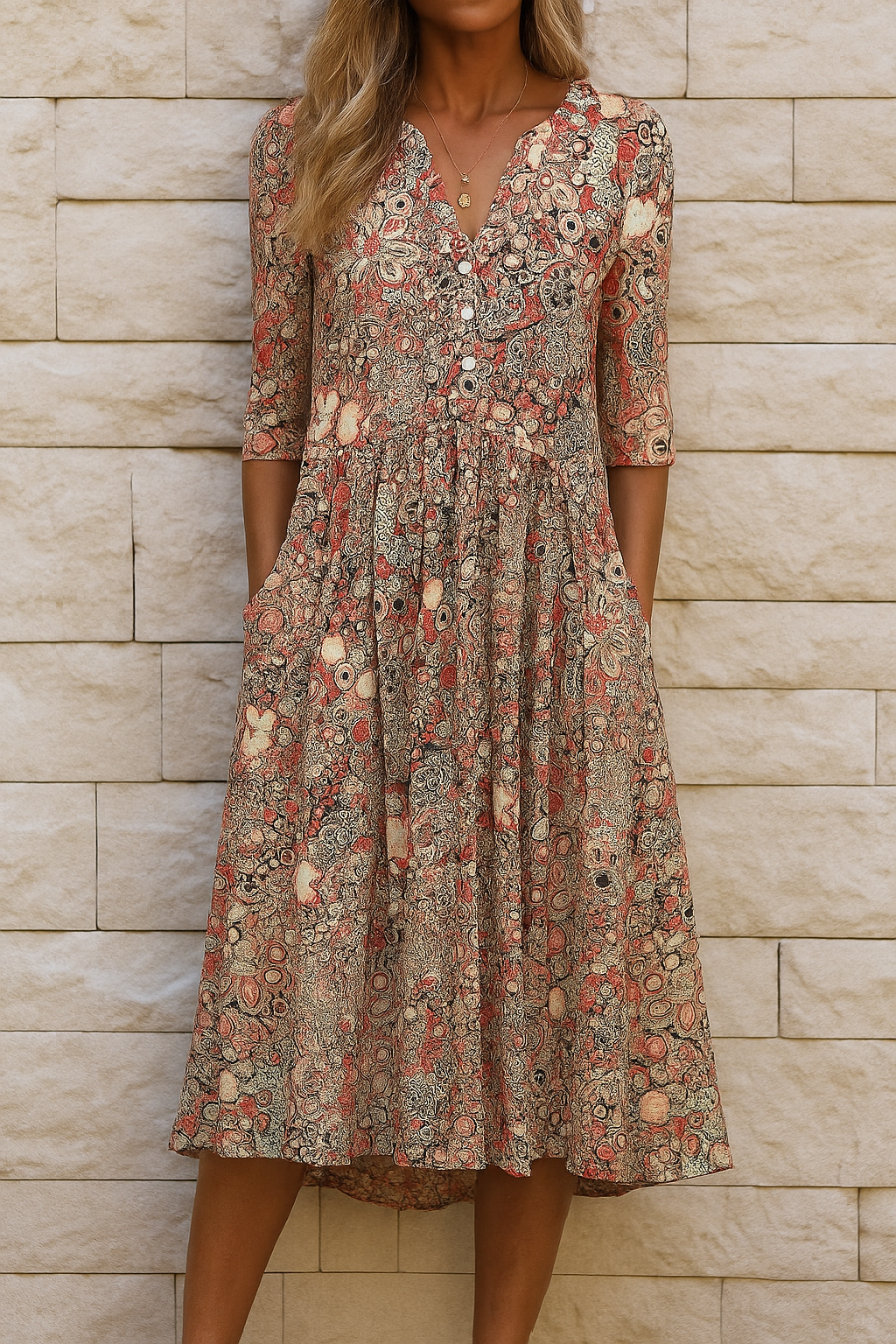 OLIVIA | ROBE ÉLÉGANTE À COL V POUR FEMME