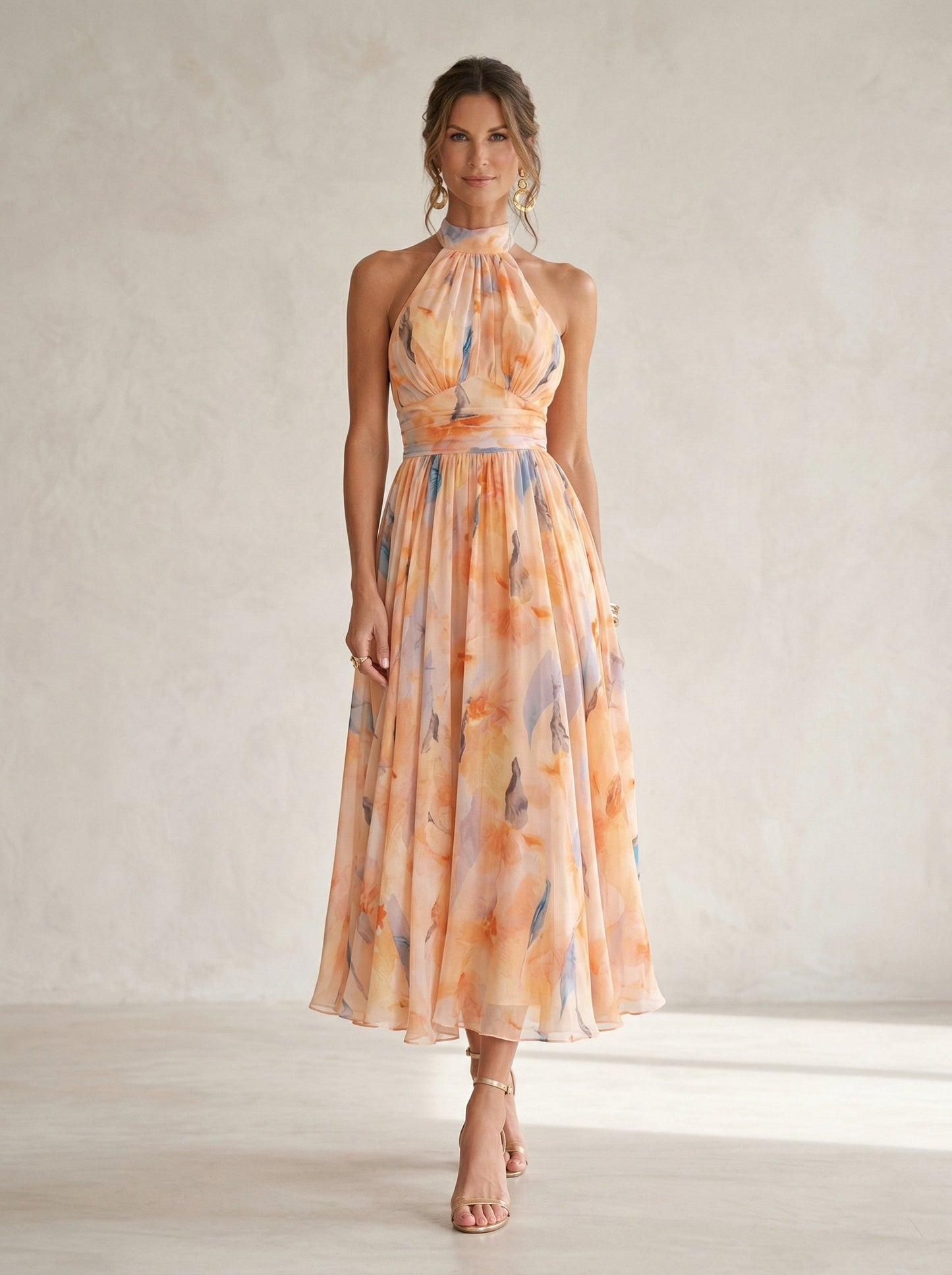 Esther™ | Robe à col licou imprimé aquarelle